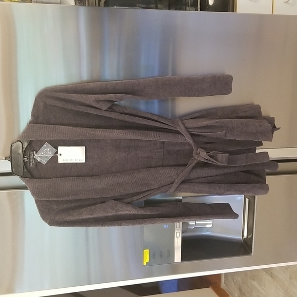 💕BAREFOOT DREAMS💕 CozyChic Drape Rib Cardigan Ultra Lite Carbon Gray S NWT - Picture 7 of 14